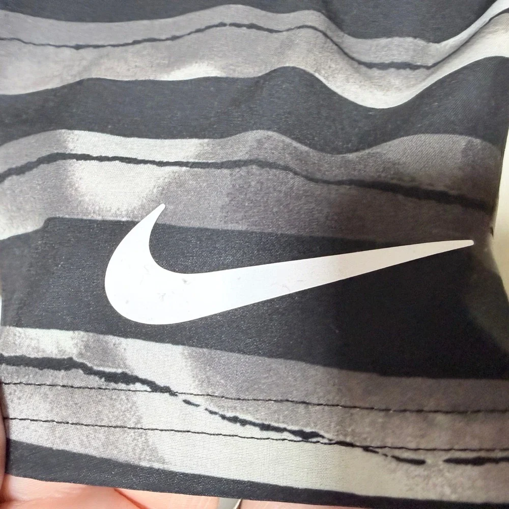 Nike Mens Board Shorts XL Black Grey Striped Swim Trunks NESS9462-001